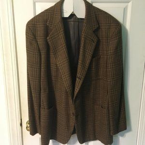 Barry Bricken Brown Plaid Wool Sport Coat